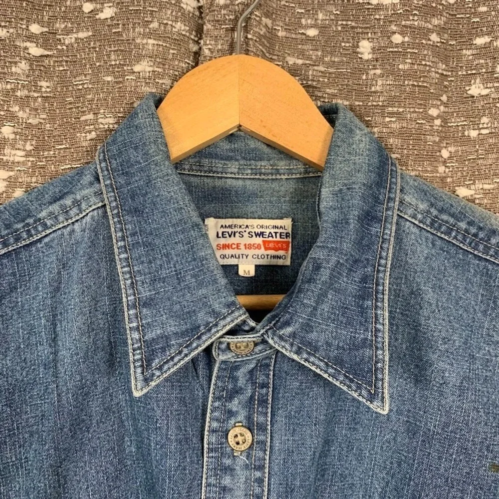 Vtg 80s Levis Denim Shirt Medium America Original Sweater Tag Trailerworld Promo